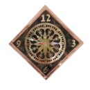 Orologio da parete in rame brunito con profili lucidi e rosone centrale in ottone traforato lucido